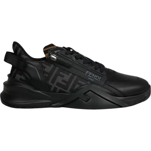 Leather and FF Fabric Sneakers , male, Sizes: 11 UK, 7 UK, 6 UK, 8 UK - Fendi - Modalova