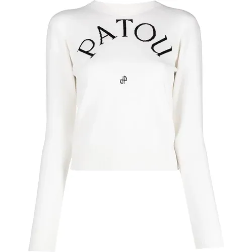 Logo-Print Jumper with Crew Neck , female, Sizes: S, L - Patou - Modalova