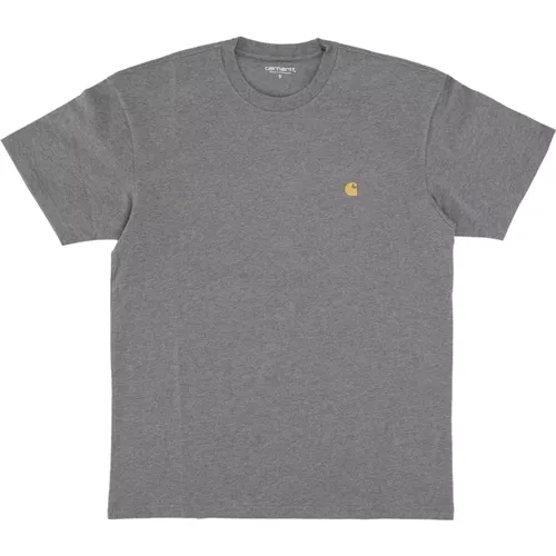 Dunkelgrau Heather/Gold Crew Neck T-shirt , Herren, Größe: S - Carhartt WIP - Modalova