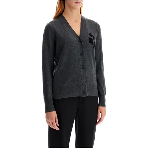 Logo Intarsia V-Ausschnitt Cardigan , Damen, Größe: XS - Isabel Marant Étoile - Modalova