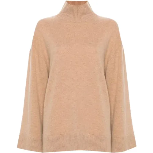 Cashmere Blend Turtleneck Sweater Camel , female, Sizes: XS - Elisabetta Franchi - Modalova