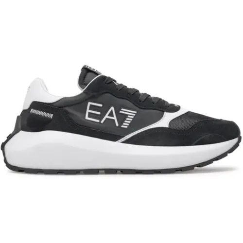 Schwarze Sneakers mit Verstärkter Ferse , Herren, Größe: 43 1/3 EU - Emporio Armani EA7 - Modalova