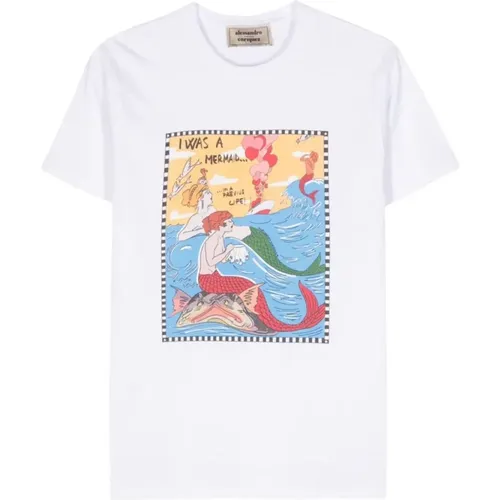 Meerjungfrau Baumwoll T-shirt , Damen, Größe: S - Alessandro Enriquez - Modalova