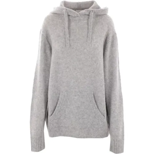 Light Grey Cashmere Silk Hooded Sweater , female, Sizes: S - allude - Modalova