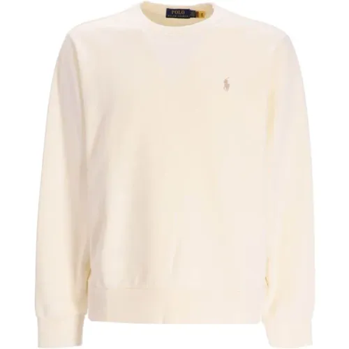 Cream Logo-Embroidered Cotton Sweatshirt , male, Sizes: L, XL, S, M - Ralph Lauren - Modalova