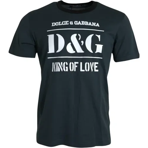 Blau Logo Print Crewneck T-shirt - Dolce & Gabbana - Modalova
