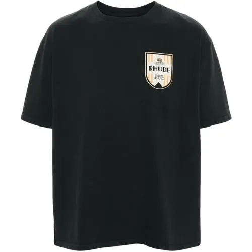 Schwarzes T-Shirt mit Frontdruck , Herren, Größe: S - Rhude - Modalova