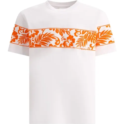 Tropisches Band T-Shirt 100% Baumwolle , Herren, Größe: L - Maison Kitsuné - Modalova