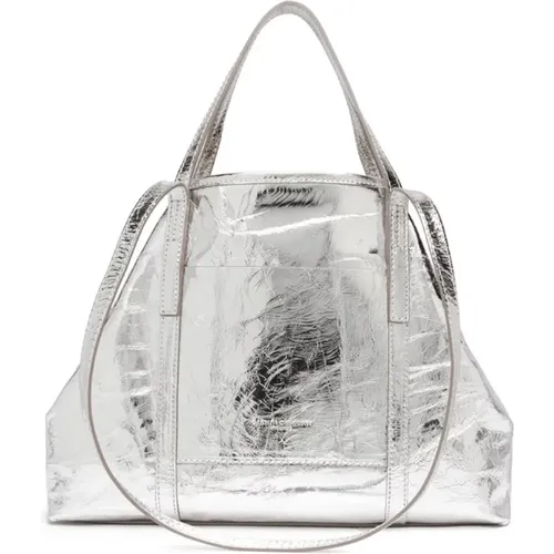 Silberne Leder Shopping Handtasche , Damen, Größe: ONE Size - Gianni Chiarini - Modalova