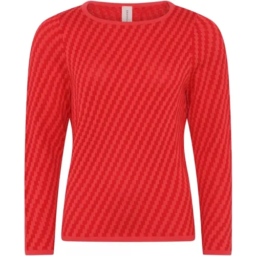 Besonderer karierte Pullover Bluse Pink/Rot , Damen, Größe: M - Skovhuus - Modalova