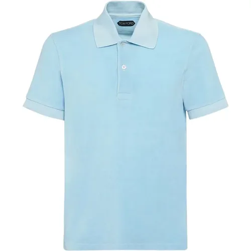 Towelling Polo Shirt in Sky Color , male, Sizes: L, 4XL, XL, 2XL, 3XL, M - Tom Ford - Modalova