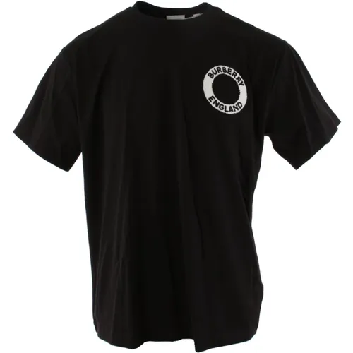 Oversize Schwarzes Baumwoll-T-Shirt , Herren, Größe: L - Burberry - Modalova