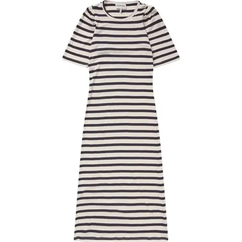 Striped Dress with Puff Shoulders , female, Sizes: 2XS, 2XL - Munthe - Modalova