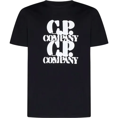 T-Shirt mit Logo-Print und Rundhalsausschnitt - C.P. Company - Modalova