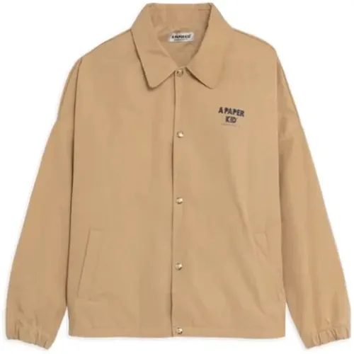 Nylon Jacket with Button Closure , male, Sizes: S - A Paper Kid - Modalova