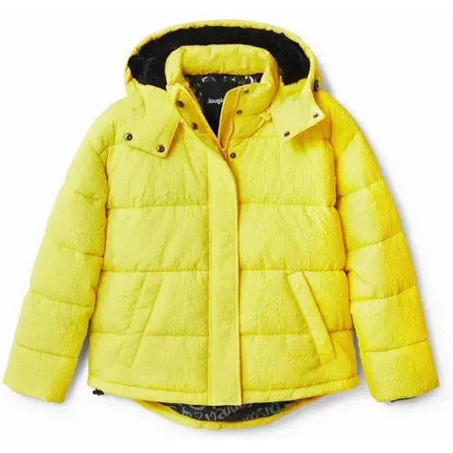 Zip-Up Hooded Jacket with Front Pockets , female, Sizes: 2XL - Desigual - Modalova