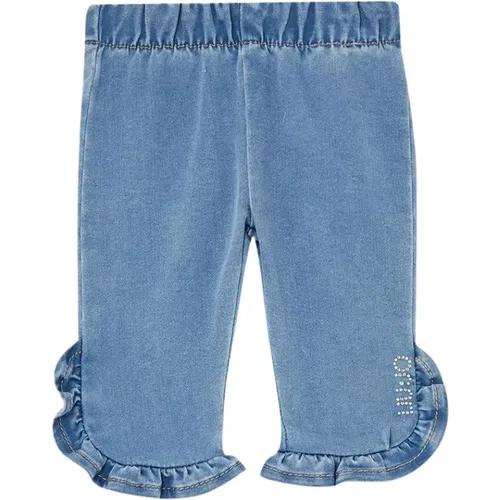 Lange Denim-Jeans mit elastischem Bund und Rüschen - Liu Jo - Modalova
