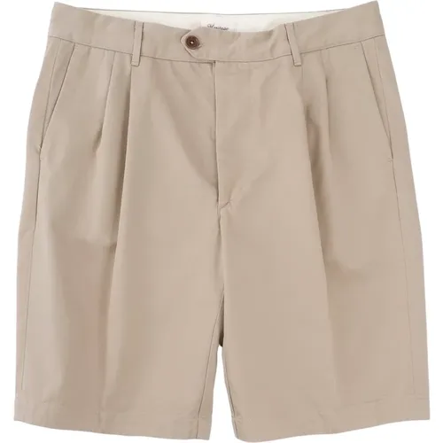 Double Pleat Chino Shorts , male, Sizes: W33 - Tela Genova - Modalova