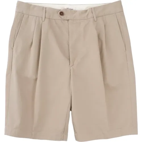 Double Pleat Chino Shorts , male, Sizes: W36, W32, W33, W34 - Tela Genova - Modalova