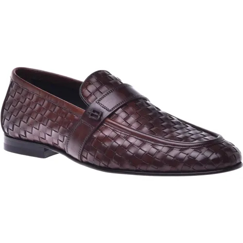 Loafer in dark woven leather , Herren, Größe: 43 EU - Baldinini - Modalova
