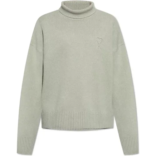 Wollrollkragenpullover mit Logo , Herren, Größe: 2XL - Ami Paris - Modalova