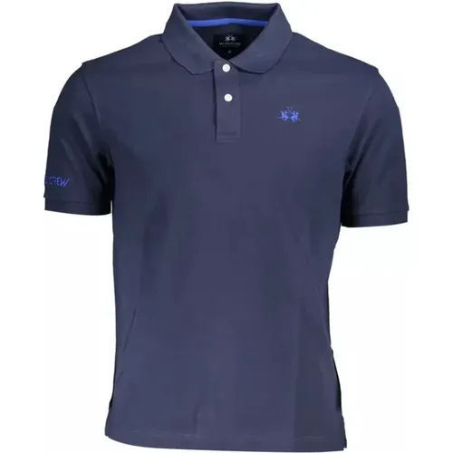 Blaues Baumwoll-Poloshirt mit Stickerei , Herren, Größe: M - LA MARTINA - Modalova