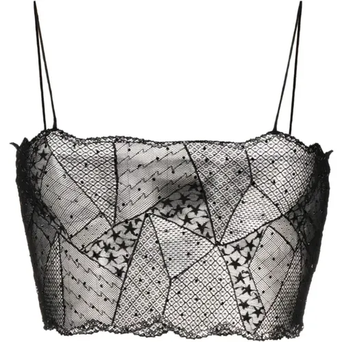 Cariana rhinestone-embellished lace top , female, Sizes: M - Zadig & Voltaire - Modalova