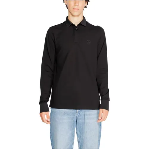 Schwarzes Baumwoll Langarm-Poloshirt für Herren , Herren, Größe: XS - Armani Exchange - Modalova