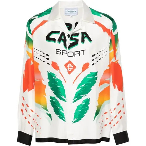 Casa Moto silk shirt , male, Sizes: L, M, S - Casablanca - Modalova