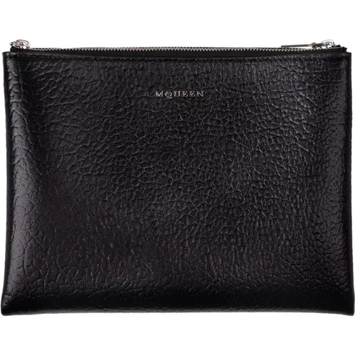 Grained Leather Clutch Bag , male, Sizes: ONE SIZE - alexander mcqueen - Modalova