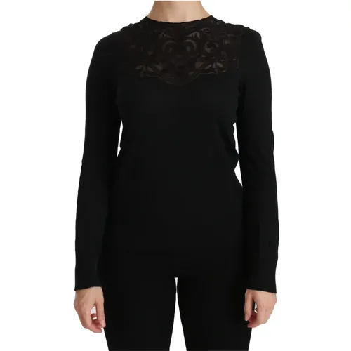 Luxury Silk Lace Blouse , female, Sizes: XS - Dolce & Gabbana - Modalova