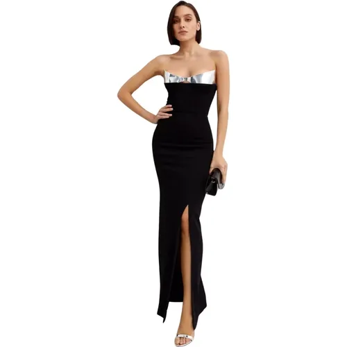 Schwarzes Abendkleid mit silbernem Panel - Mugler - Modalova