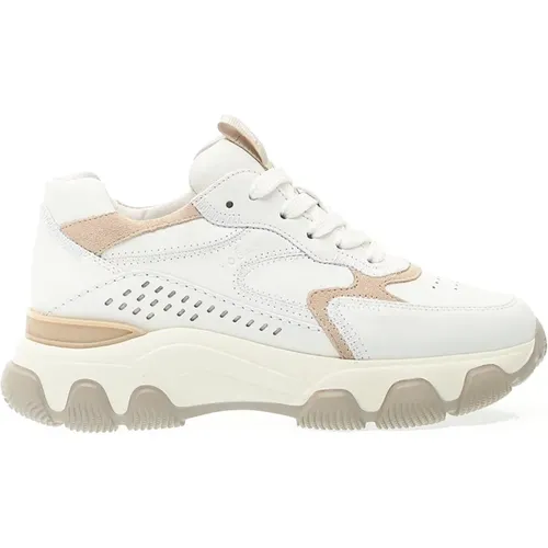 White and beige stylish sneakers , female, Sizes: 4 1/2 UK, 5 UK, 5 1/2 UK, 7 UK, 6 UK, 3 1/2 UK, 4 UK, 3 UK - Hogan - Modalova