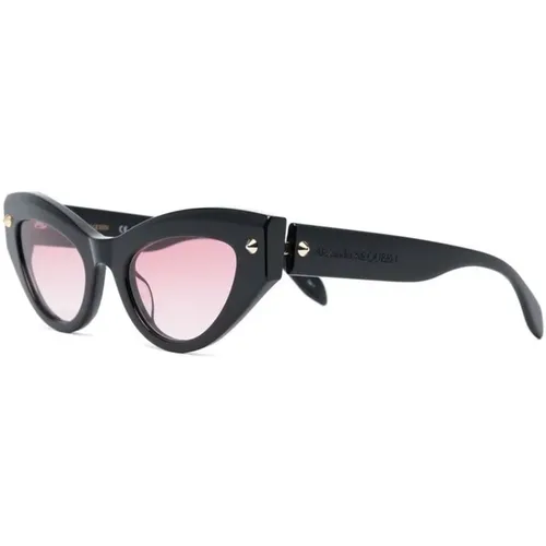Schwarze Cat-Eye Sonnenbrille für Frauen , Damen, Größe: ONE Size - alexander mcqueen - Modalova