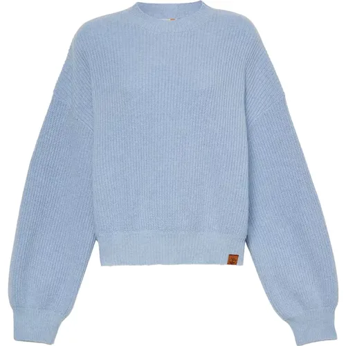 Blauer Wollmischung Rundhalsausschnitt Pullover , Damen, Größe: S - Timberland - Modalova