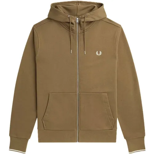 Sweatshirt mit Reißverschluss , Herren, Größe: M - Fred Perry - Modalova