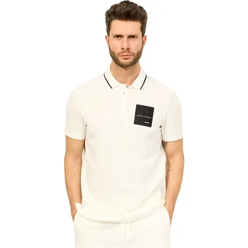 Organische Baumwolle Polo Shirt Weiß , Herren, Größe: S - Armani Exchange - Modalova