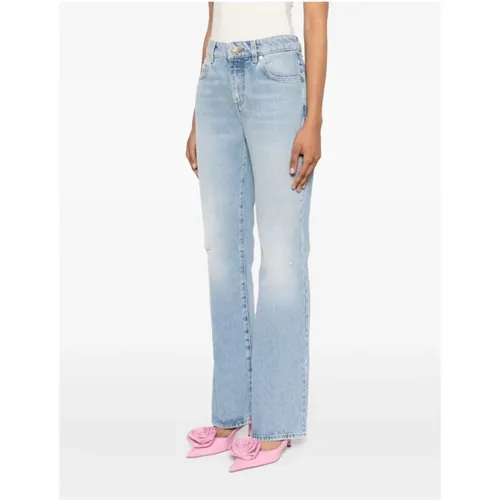 Hellblaue Denim Flare Jeans Balmain - Balmain - Modalova