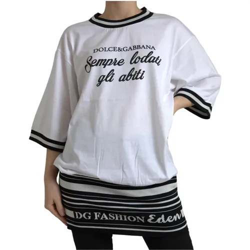 Authentisches Crew Neck Print T-Shirt , Damen, Größe: S - Dolce & Gabbana - Modalova
