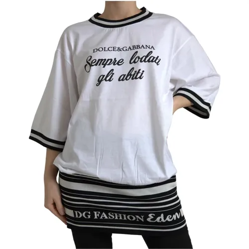 Authentisches Crew Neck Print T-Shirt , Damen, Größe: 2XS - Dolce & Gabbana - Modalova