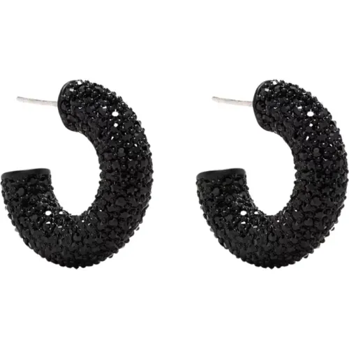 Schwarze Kristall-Hoop-Ohrringe,Weiße Kristall- und Jet-Basis-Hoop-Ohrringe - Amina Muaddi - Modalova