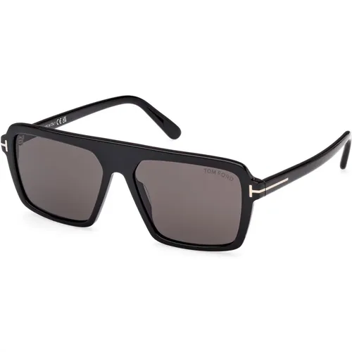 Herren Sonnenbrille Quadratisch Schwarz Glänzend - Tom Ford - Modalova