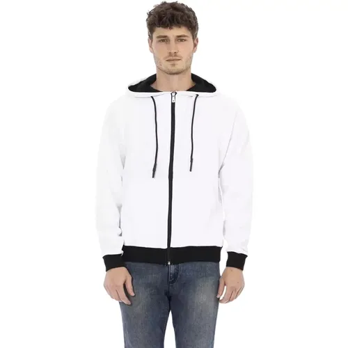 Weiße Baumwoll-Zip-Hoodie , Herren, Größe: 3XL - Baldinini - Modalova