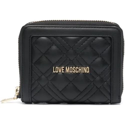 Quilted Wallet with Gold Logo , female, Sizes: ONE SIZE - Love Moschino - Modalova
