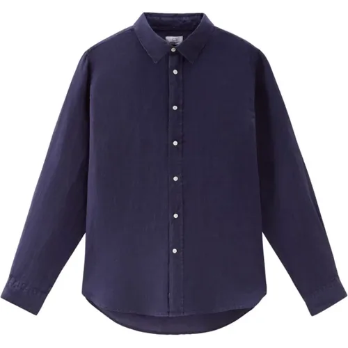 Linen Shirt , male, Sizes: L, XL, S, M - Woolrich - Modalova