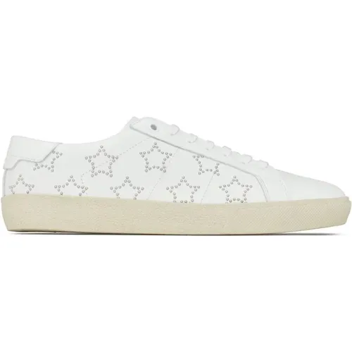 Leather Low-Top Sneakers with Studs , male, Sizes: 6 1/2 UK, 9 UK, 7 1/2 UK, 6 UK, 8 UK, 7 UK, 8 1/2 UK, 11 UK - Saint Laurent - Modalova