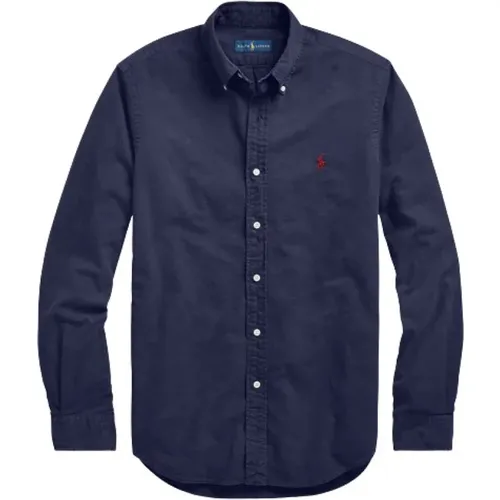 Marine Oxford Slim Fit Button-Down Hemd , Herren, Größe: XL - Polo Ralph Lauren - Modalova