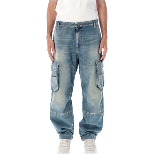 Blaue Cargo Jeans Lockere Passform , Herren, Größe: W31 - Diesel - Modalova