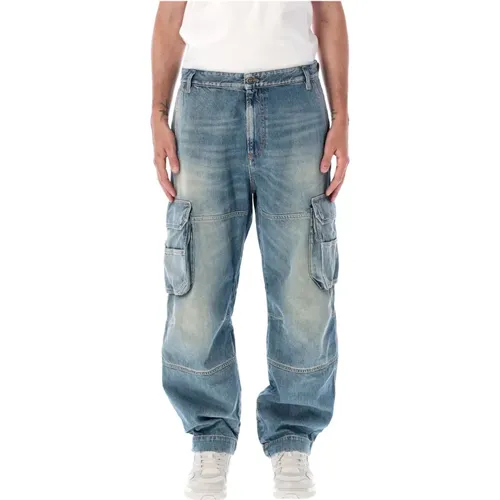 Blaue Cargo Jeans Lockere Passform , Herren, Größe: W32 - Diesel - Modalova