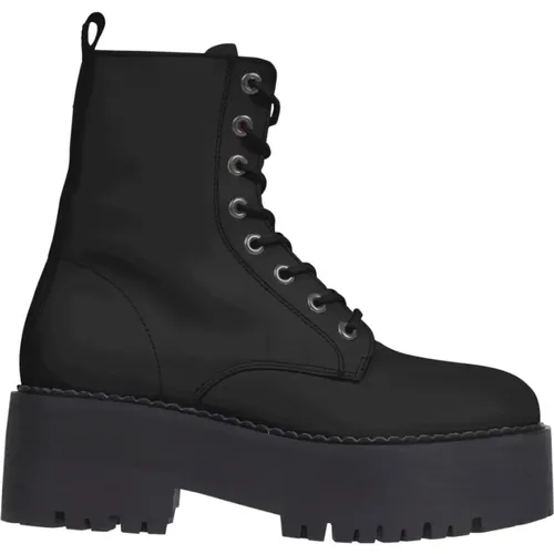 Schwarze Stiefeletten mit Reißverschluss , Damen, Größe: 40 EU - Tommy Jeans - Modalova